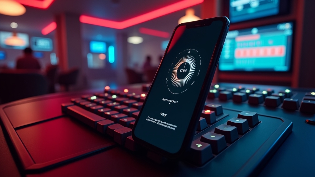 Phone showing an app loading issue in a dark casino-themed setting